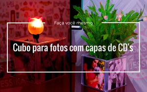 Cubo para fotos com capas de CD's